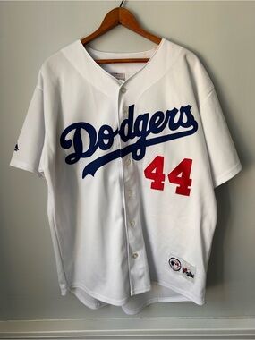 Vintage LOS ANGELES LA DODGERS Majestic On-Field Home White Jersey 44 Large